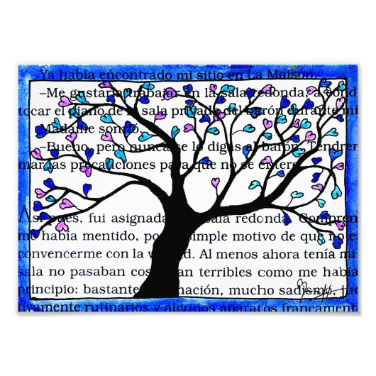 Impression Photo Arbre cardiaque sur texte espagnol (Devant)