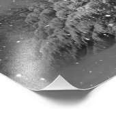 Impression Photo Arbre Evergreen noir et blanc tempête de neige (Coin)