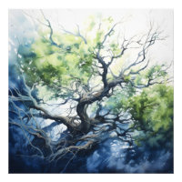 Arbre vert bleu Abstrait