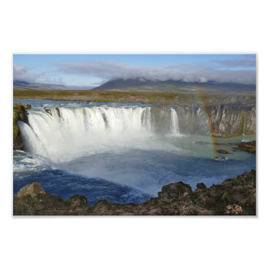 Impression Photo Arc en ciel sur la cascade de Godafoss, Islande (Devant)
