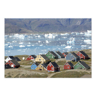 Impression Photo Architecture colorée de la ville, Narsaq,