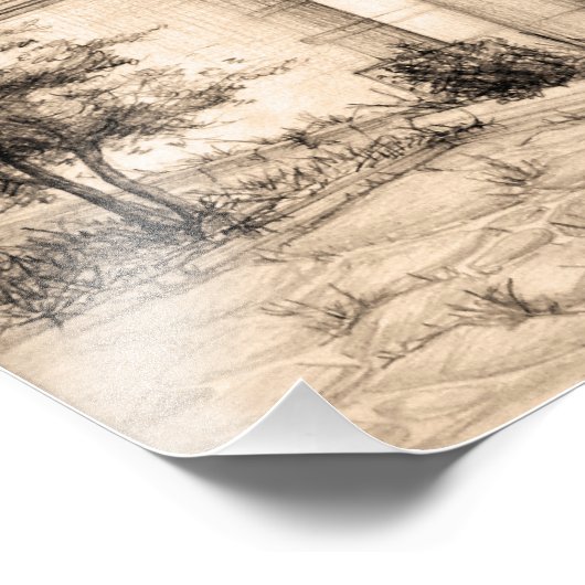 Impression Photo Architecture Maison traditionnelle Dessin d'art (Coin)