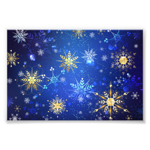 Impression Photo Arrière - plan Bleu XMAS avec des flocons de neige