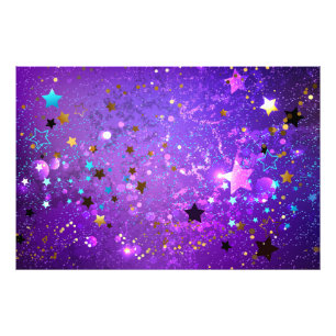 Impression Photo Arrière - plan de feuille violet avec étoiles