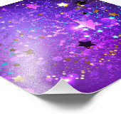 Impression Photo Arrière - plan de feuille violet avec étoiles (Coin)