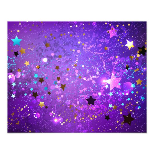 Impression Photo Arrière - plan de feuille violet avec étoiles (Devant)
