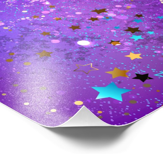 Impression Photo Arrière - plan de feuille violet avec étoiles (Coin)