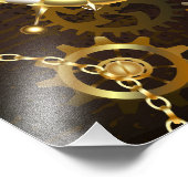 Impression Photo Arrière - plan en bois avec cheval de mer mécaniqu (Coin)