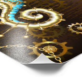 Impression Photo Arrière - plan en bois avec cheval de mer mécaniqu (Coin)