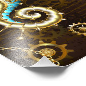 Impression Photo Arrière - plan en bois avec cheval de mer mécaniqu (Coin)