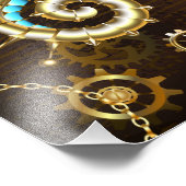 Impression Photo Arrière - plan en bois avec cheval de mer mécaniqu (Coin)