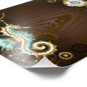 Impression Photo Arrière - plan en bois avec cheval de mer mécaniqu (Coin)