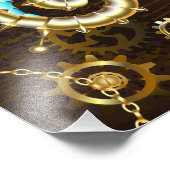 Impression Photo Arrière - plan en bois avec cheval de mer mécaniqu (Coin)