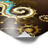 Impression Photo Arrière - plan en bois avec cheval de mer mécaniqu (Coin)