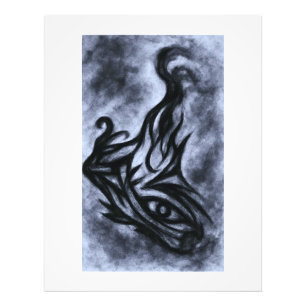 Impression Photo Art au fusain d'œil et de flamme abstrait