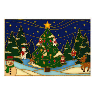 Impression Photo Art cloisonné Forêt fantaisiste Noël Classique