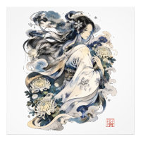 Art de la femme de neige japonaise | Yokai d'hiver