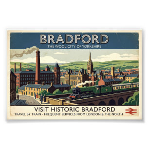Impression Photo Art de l'affiche de voyage rétro de Bradford Yorks