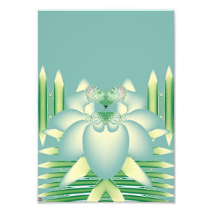 Impression Photo Art Déco Fleur Fractale Lotus Menthe