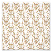 Impression Photo art déco, ventilateur japonaise motif, or, blanc,  (Devant)