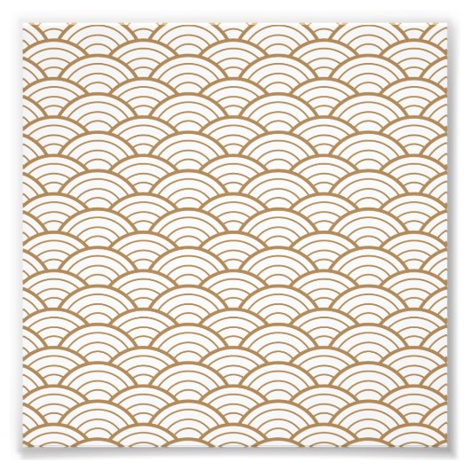 Impression Photo art déco, ventilateur japonaise motif, or, blanc, (Devant)