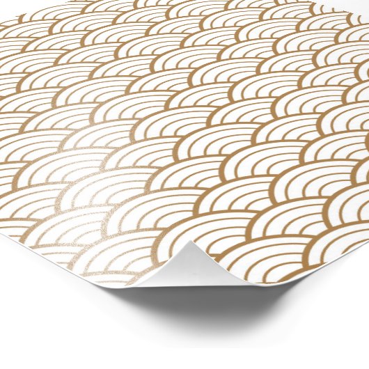 Impression Photo art déco, ventilateur japonaise motif, or, blanc,  (Coin)