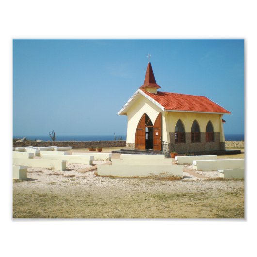 Impression Photo Art du désert, architecture d'église de plage trop (Devant)