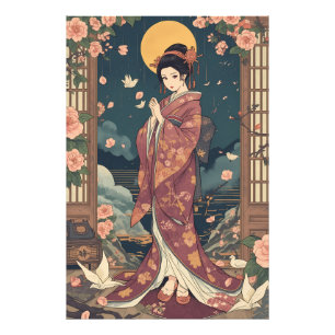 Impression Photo Art esthétique de fille en kimono d'anime japonais