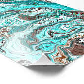Impression Photo Art fluide en marbre turquoise et noir (Coin)
