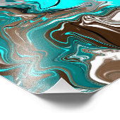 Impression Photo Art fluide en satin noir et turquoise (Coin)