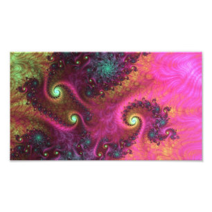 IMPRESSION PHOTO ART FRACTAL PSYCHEDELIQUE ROSE & TURQUOISE