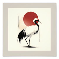 Art minimaliste japonais de la grue à couronne rou