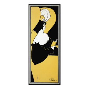 Impression Photo Art Nouveau vintage, femme lisant un livre jaune
