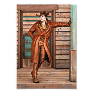 Impression Photo Art occidental vintage de cow-boy de frontière rus