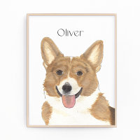 Art personnalisé de Corgi rouge et blanc