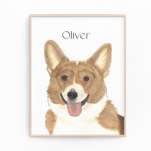 Impression Photo Art personnalisé de Corgi rouge et blanc
