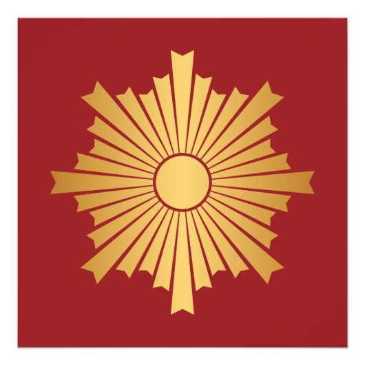 Impression Photo Asahiko Kamon Japonais Crest Gold en rouge (Devant)