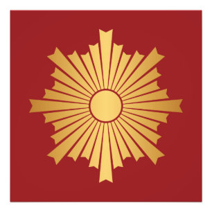 Impression Photo Asahiko Kamon, la famille japonaise en or sur roug