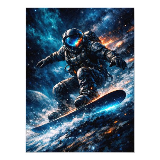 Impression Photo Astronaut Snowboarding Through Space (Devant)