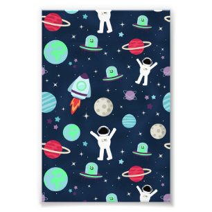 Impression Photo Astronautes Planètes Fusées et Aliens