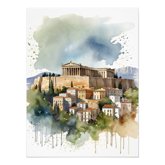 Impression Photo Athènes Grèce aquarelle (Devant)