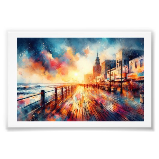Impression Photo Atlantic City Boardwalk Sunset, (Devant)