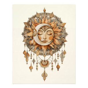 Impression Photo Attrape-rêve au visage de soleil doré