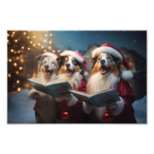 Impression Photo Australian Shepherd Noël Caroling Holiday