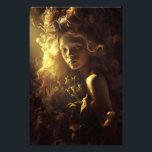 Impression Photo Autumn Leaf Cocoon Girl Golden Glow<br><div class="desc">A young girl with luminous skin and gentle eyes gazes softly forward, her face and shoulders enveloped in an intricate cocoon of dried autumn leaves, thistles, seed pods, and brittle blooms. Golden-red curls merge naturally into the wild organic crown that surrounds her head like a living halo. Dramatic warm golden...</div>