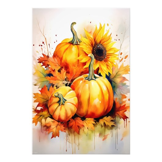 Impression Photo Autumn Pumpkin & Sunflower (Devant)