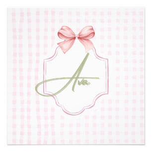 Impression Photo Ava Nœud Rose Personnalisé & Imprimé Vichy
