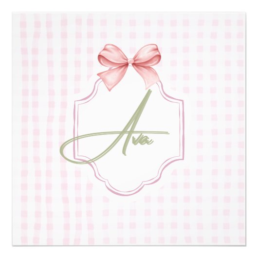 Impression Photo Ava Ruban Rose Personnalisé & Imprimé Vichy (Devant)
