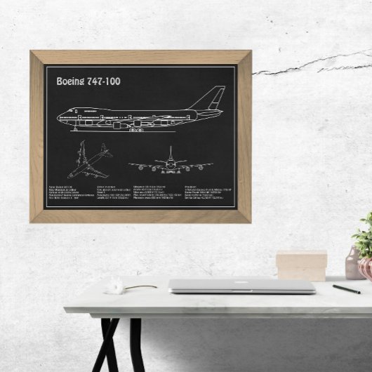 Impression Photo Avion de ligne 747 - Plans de dessin du plan direc