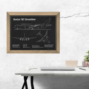 Impression Photo Avion de ligne 787 - Plans de dessin du plan direc